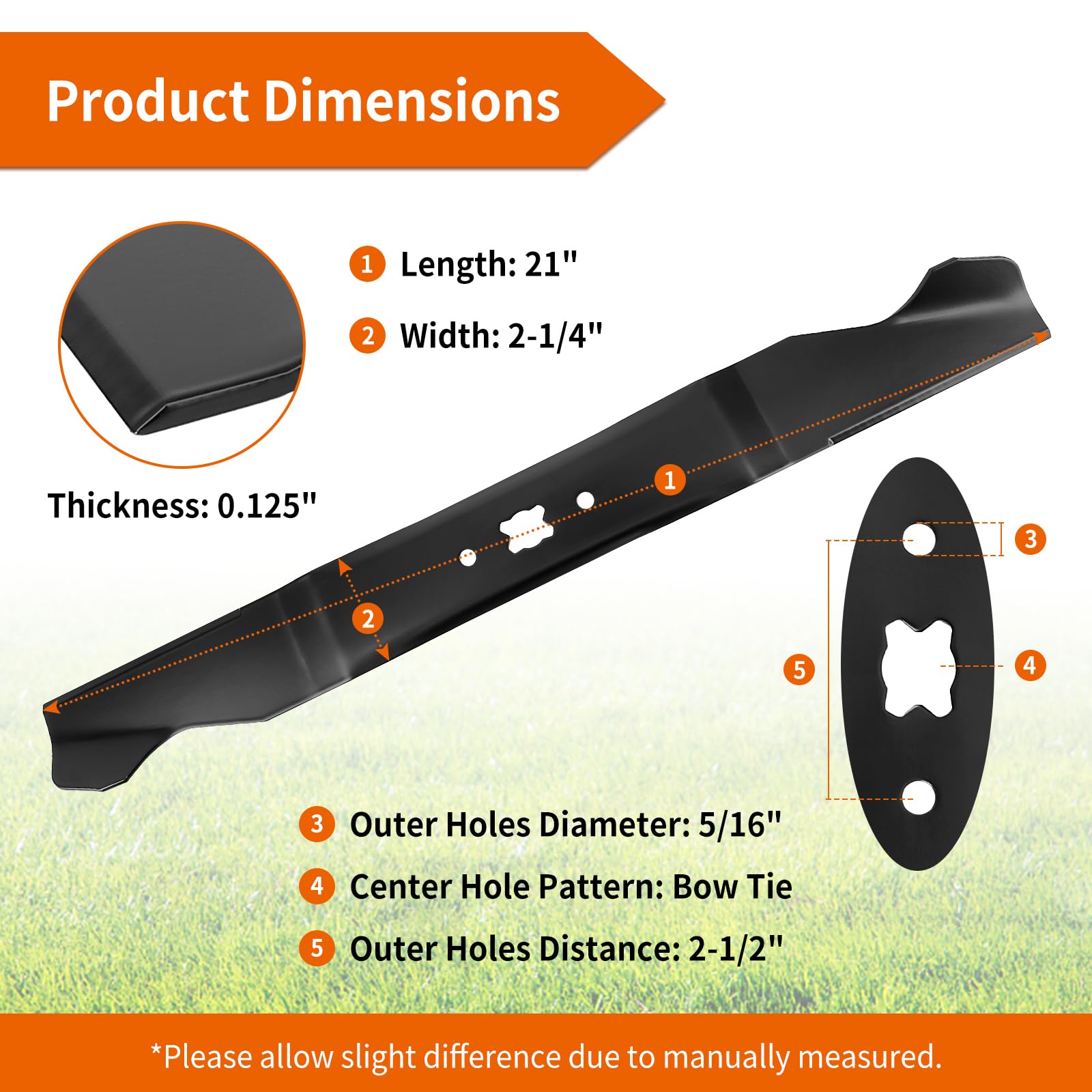budrash mower blade side view showing bow tie center hole