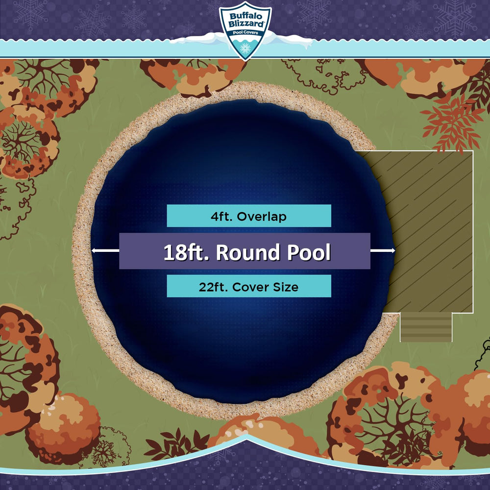 Buffalo Blizzard winter pool cover showing double-stitched hems