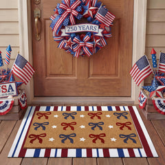 Buffalo plaid rug from Tinideya doormat set, black and red checkered