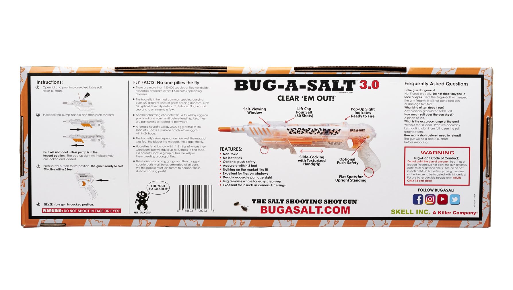 BUG-A-SALT Clear 'Em Out 3.0 displayed with granulated salt