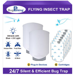 Bug Parking Flying Insect Trap white front view with blue and UV light
