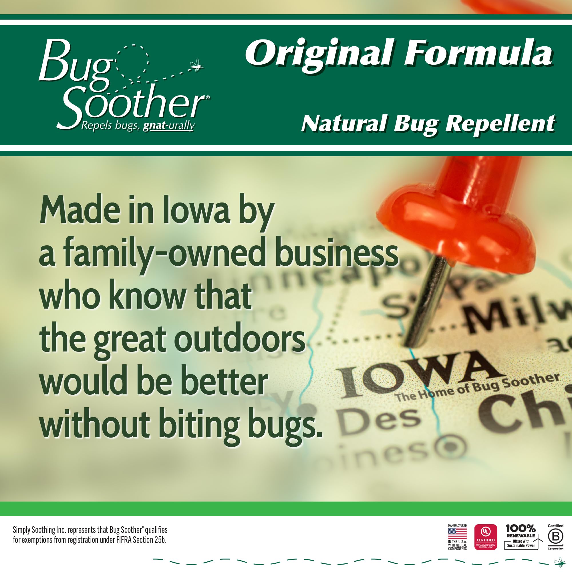 Bug Soother insect repellent bottle next to camping gear