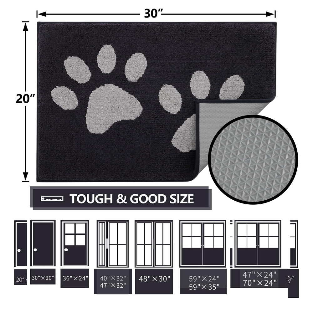 Buganda Dog Door Mat 30x20 under pet food bowl