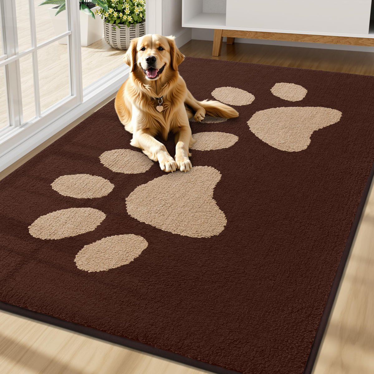 Buganda Dog Door Mat brown front view, 70x47 inches