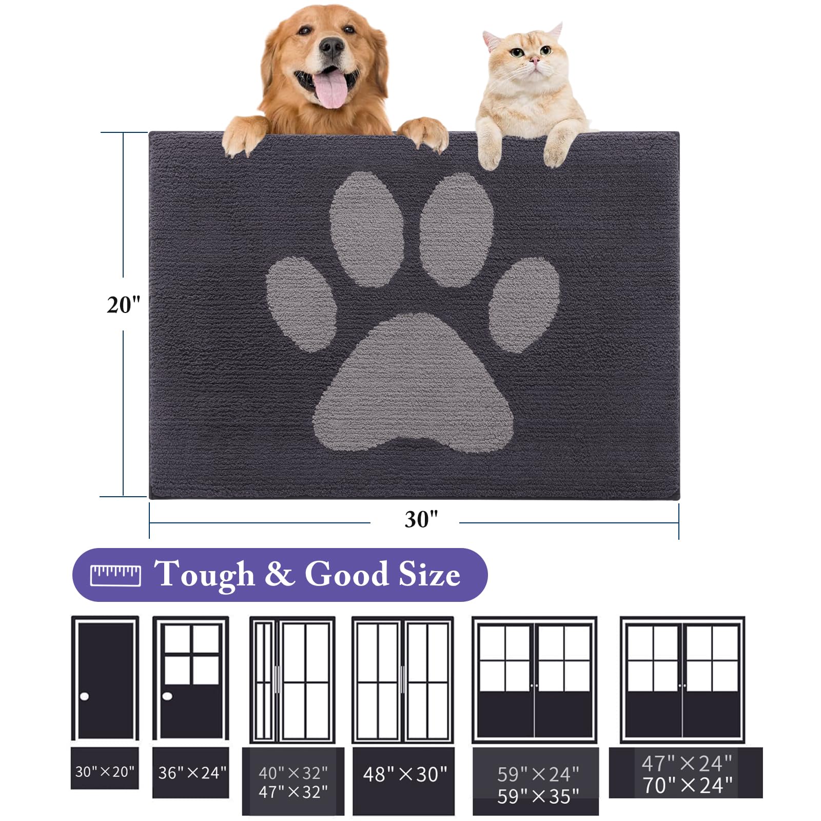 Buganda Dog Door Mat dimensions illustration
