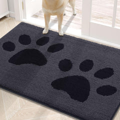 Buganda Dog Door Mat front view, black color, 30x20 inches