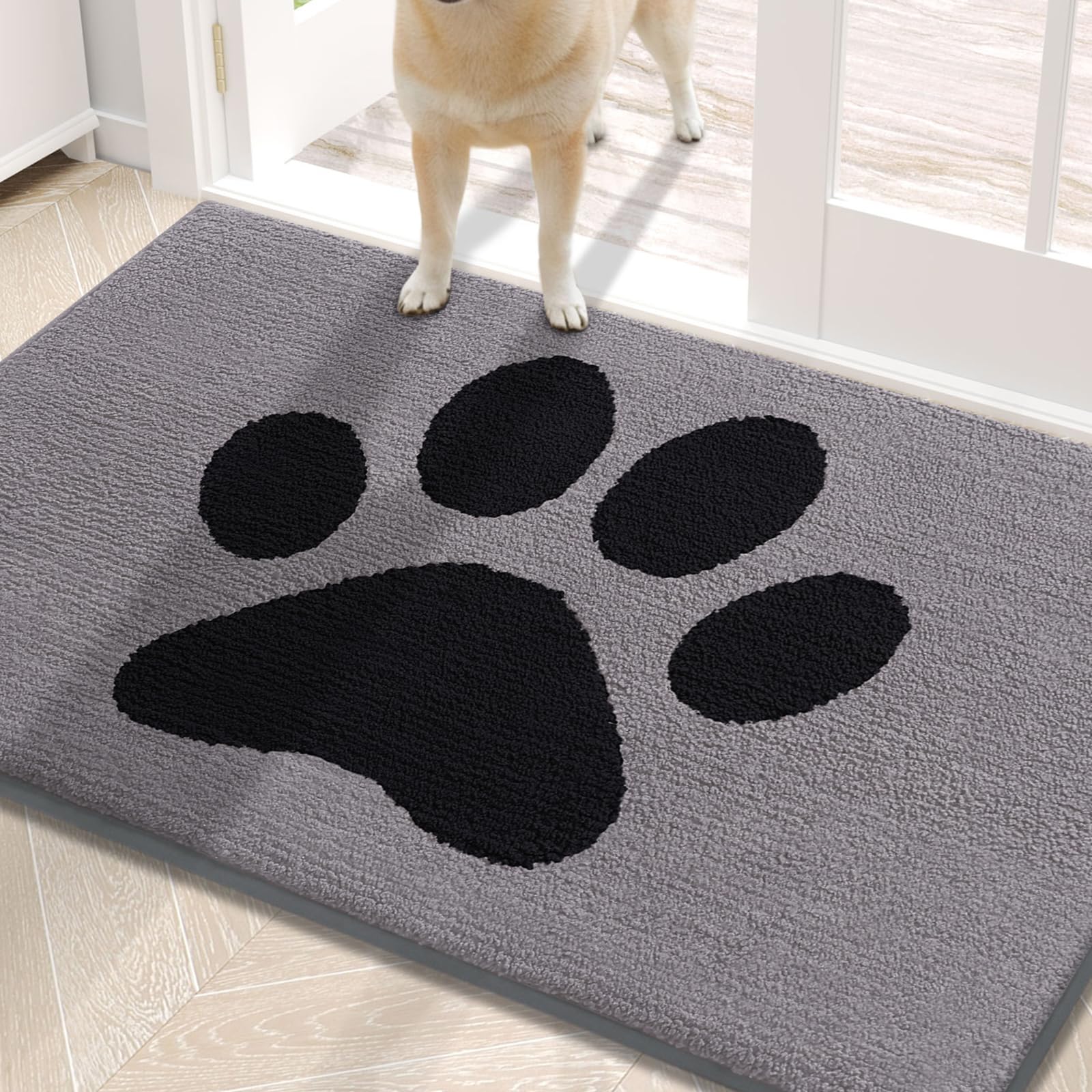 Buganda Dog Door Mat front view, grey colour