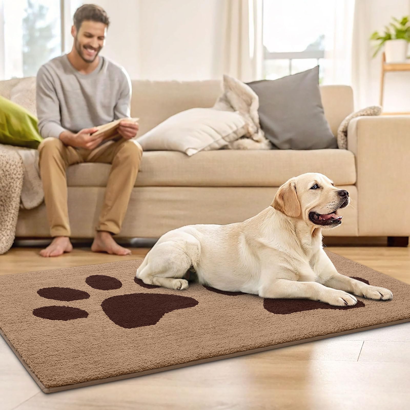 Buganda Dog Door Mat in car setting