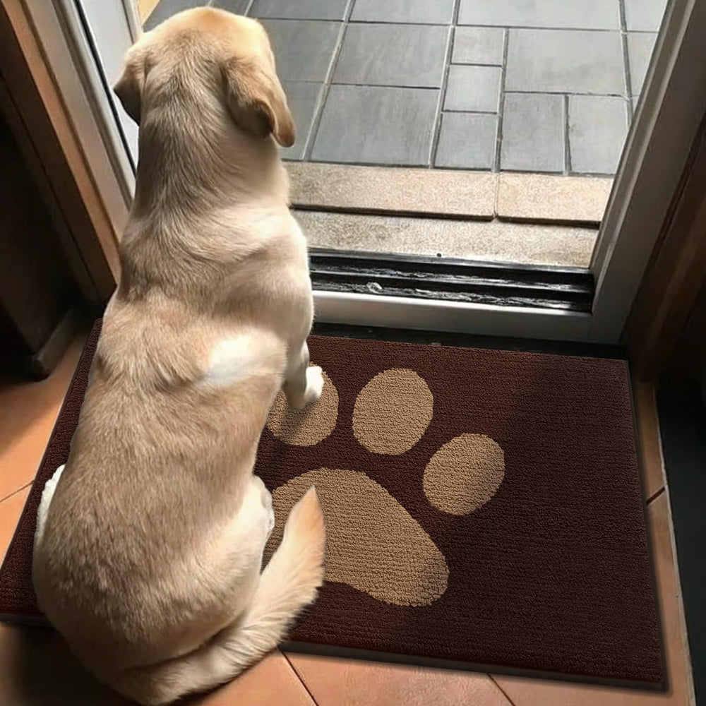 Buganda Dog Door Mat in use under food bowl