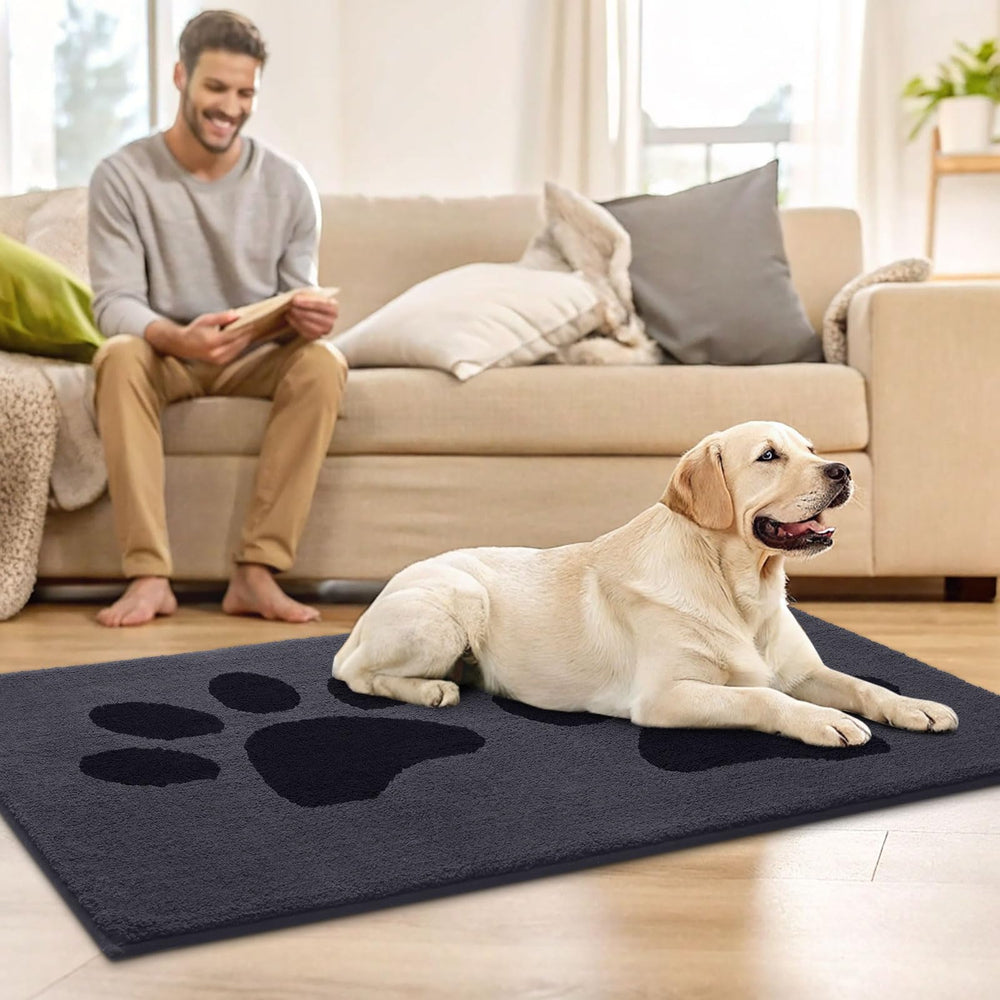 Buganda Dog Door Mat lifestyle scene with pet