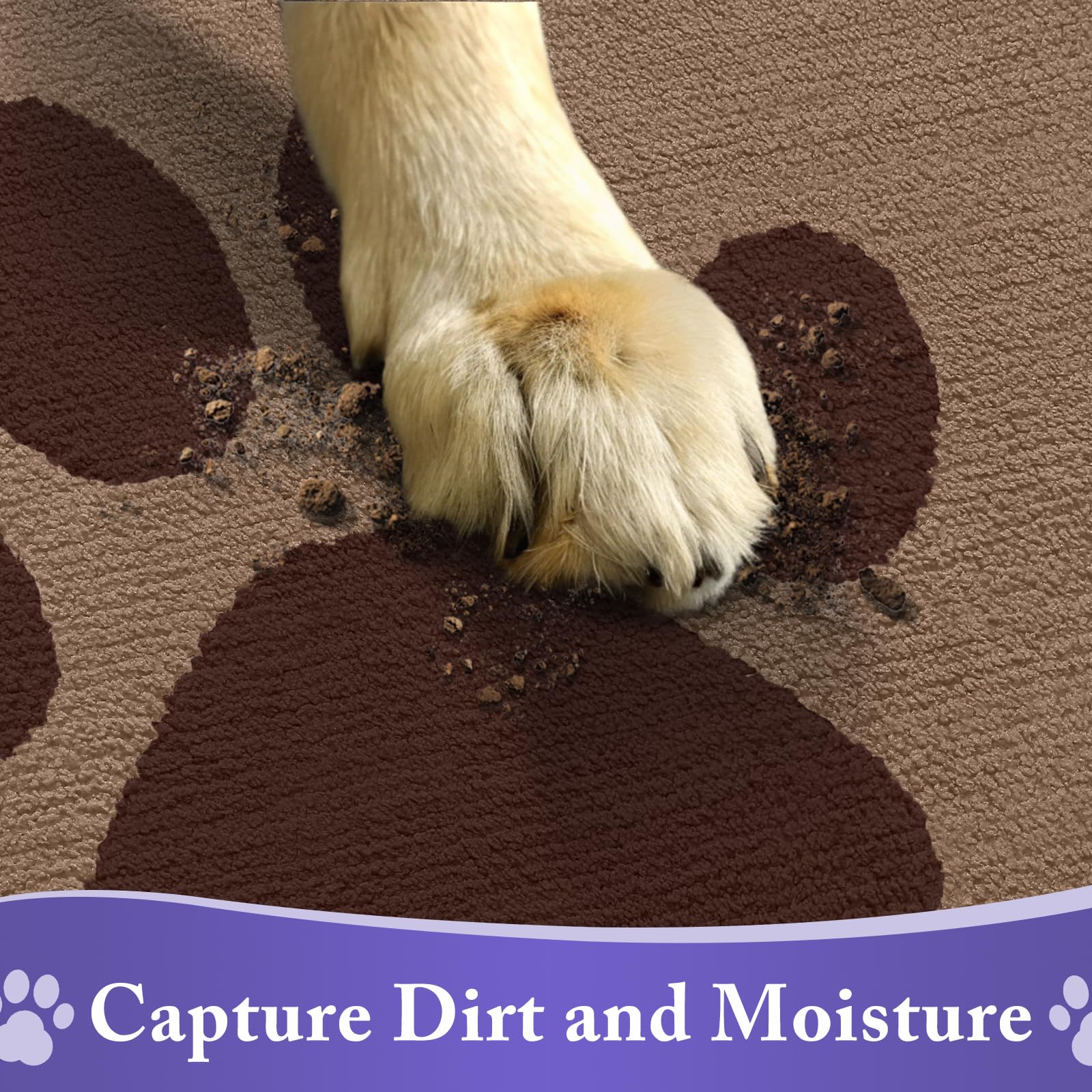 Buganda Dog Door Mat placed at entryway with muddy paws