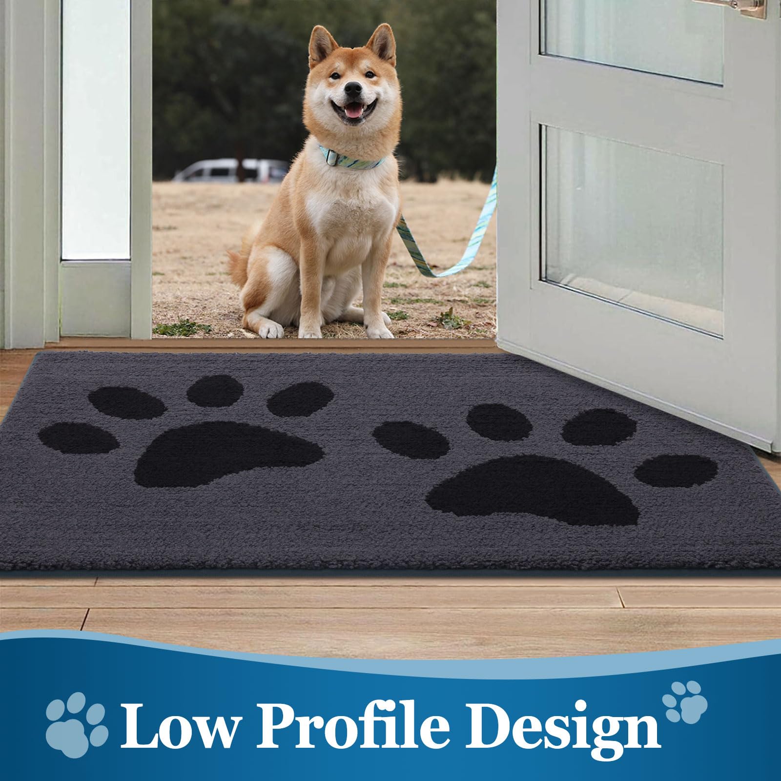 Buganda Dog Door Mat showing non-slip backing feature