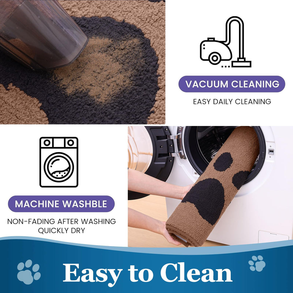 Buganda Dog Door Mat under a food bowl setup