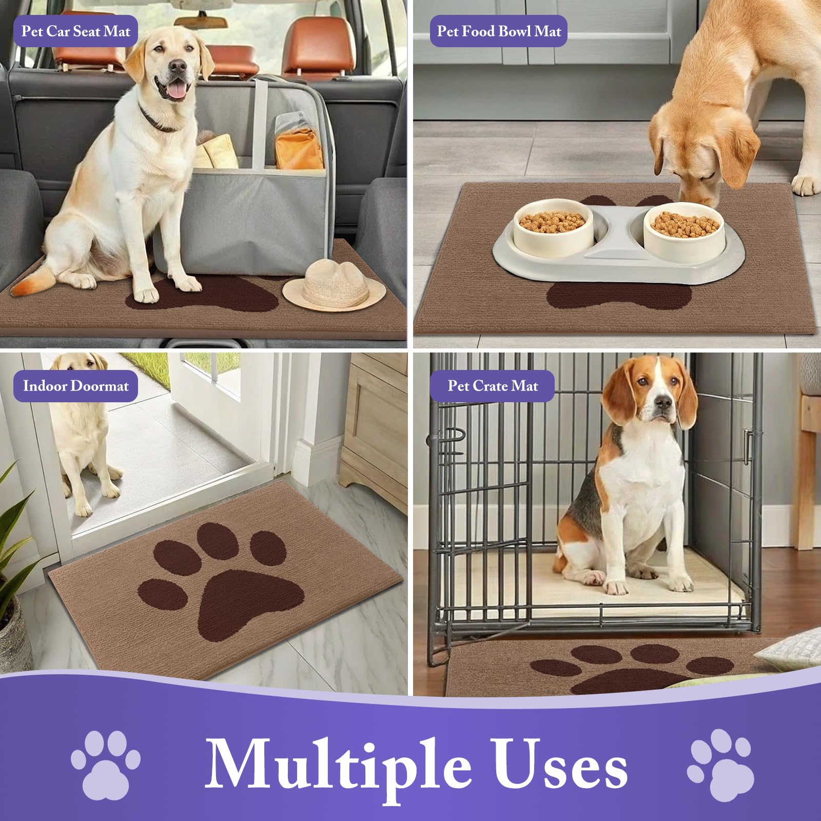 Buganda Dog Door Mat under food and water bowls