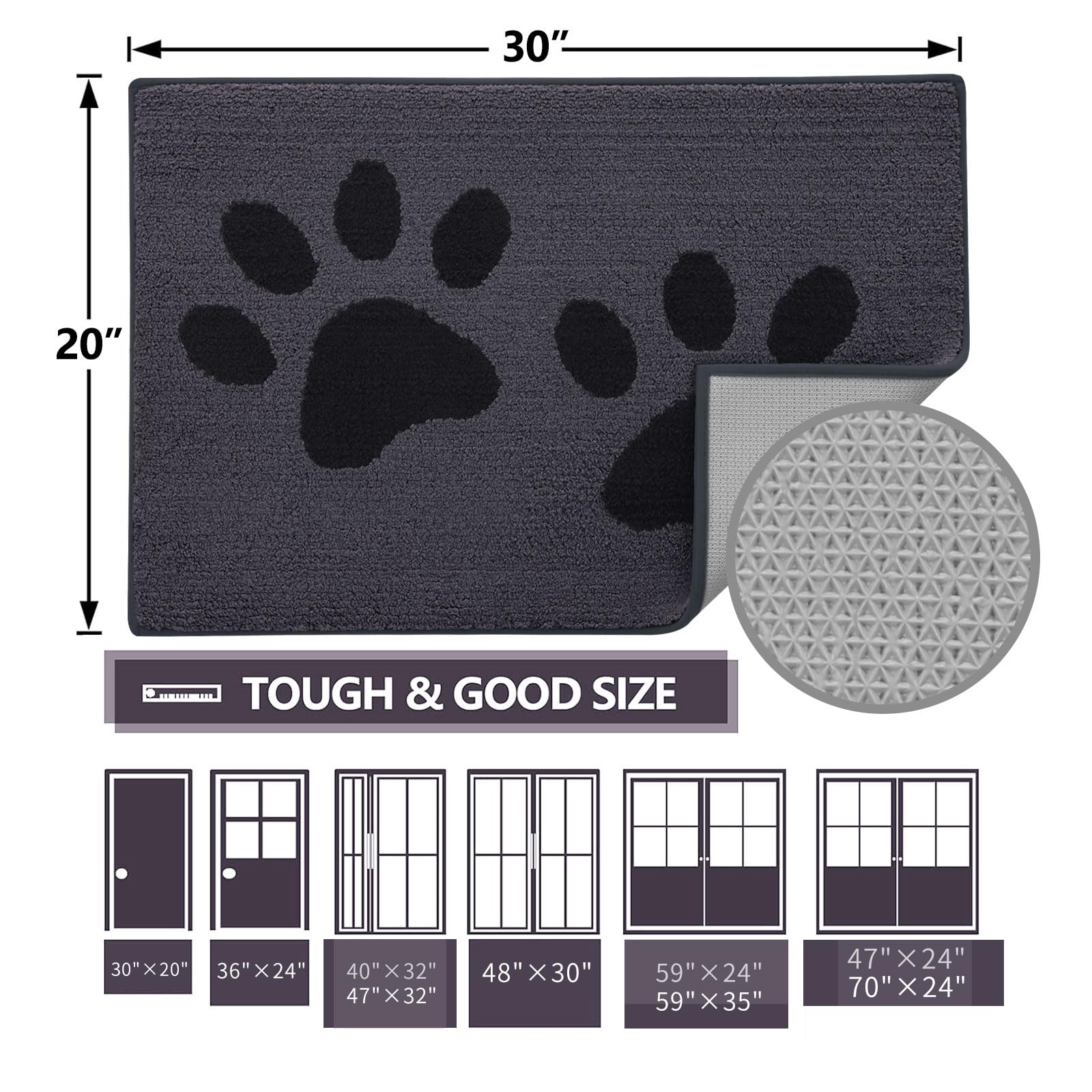 Buganda Dog Door Mat under food and water bowls