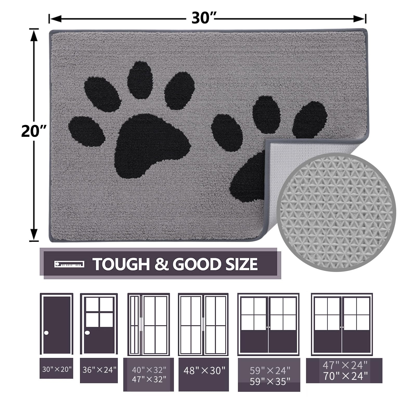 Buganda Dog Door Mat under pet food bowl