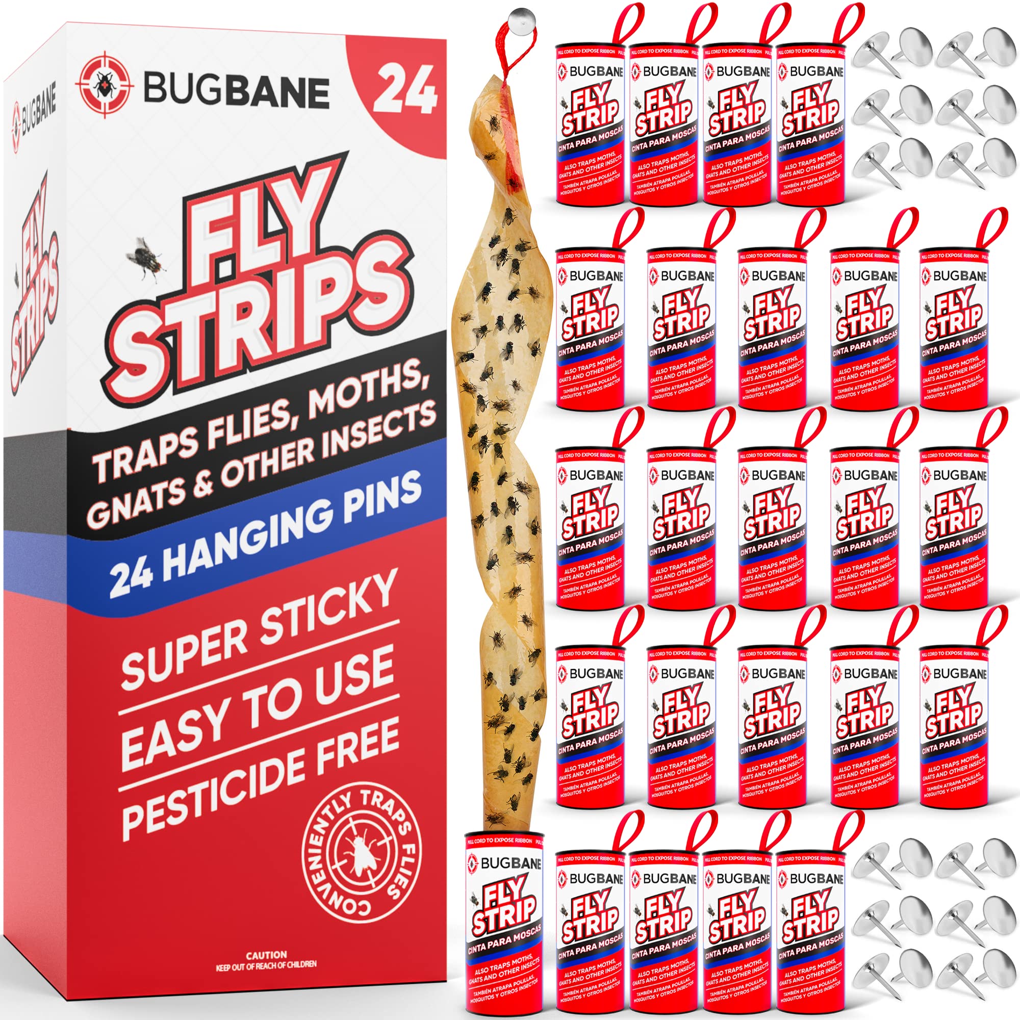BugBane Fly Strips Indoor Sticky Hanging 24pk packaging front view