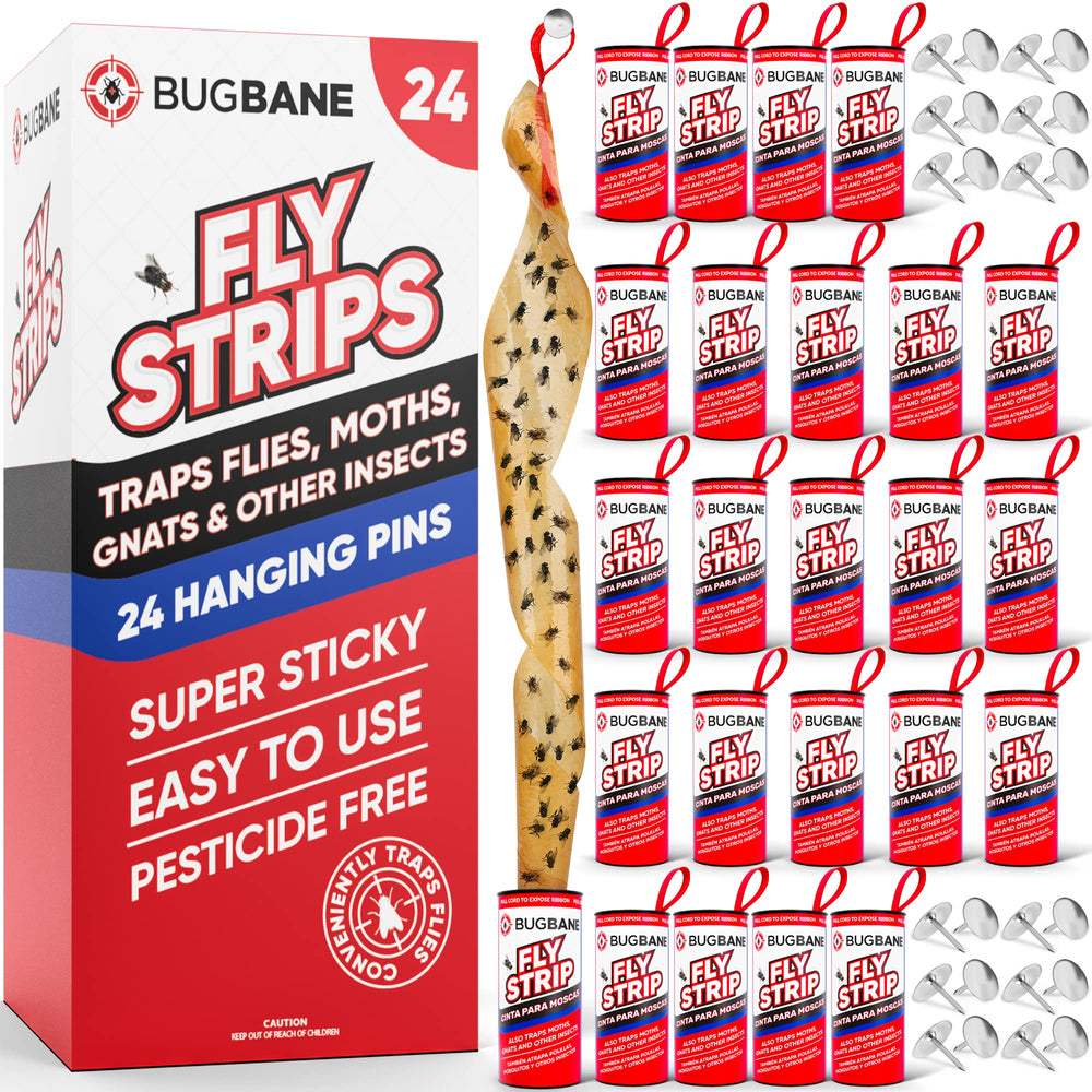 BugBane Fly Strips Indoor Sticky Hanging 24pk packaging front view