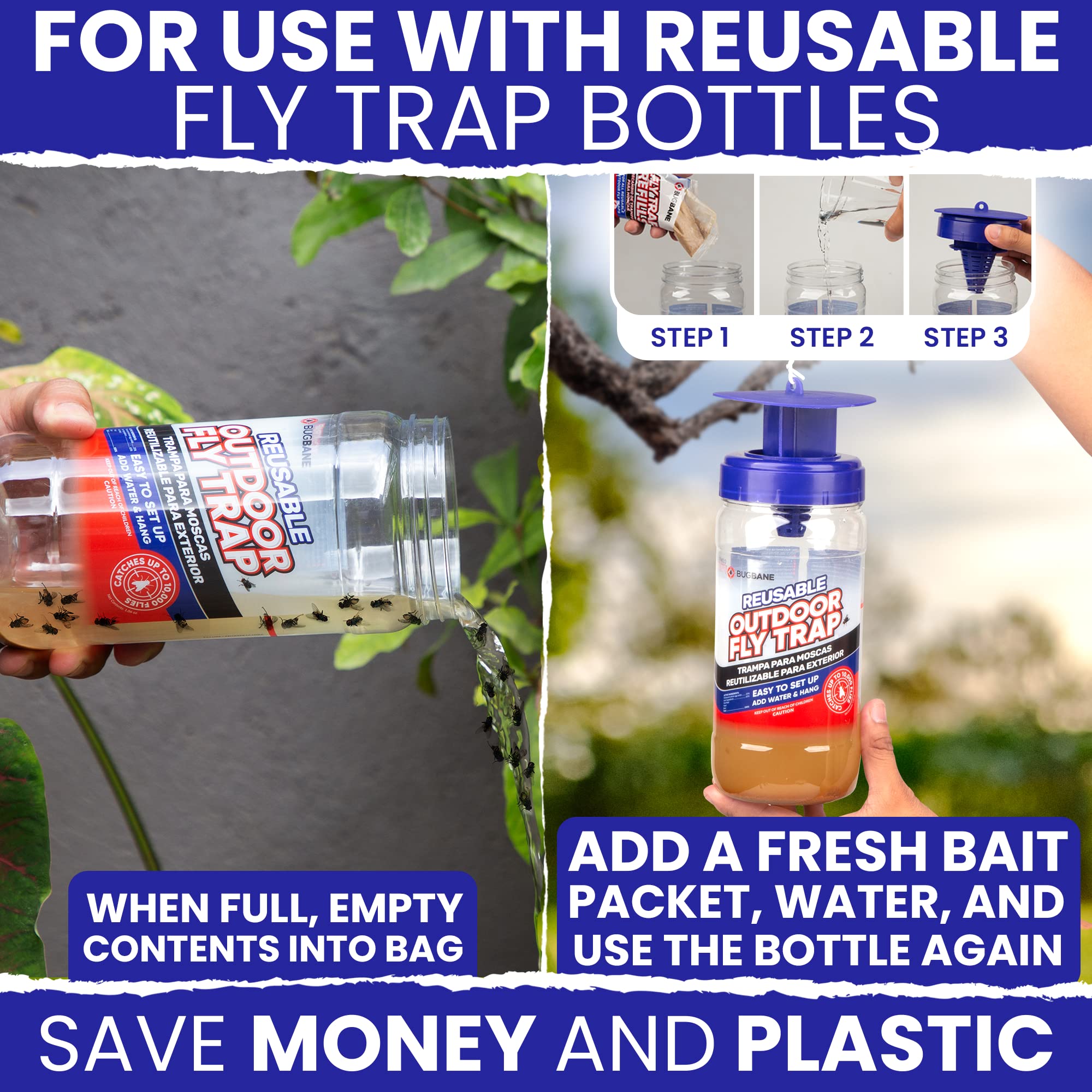 BugBane fly trap bait setup in outdoor environment