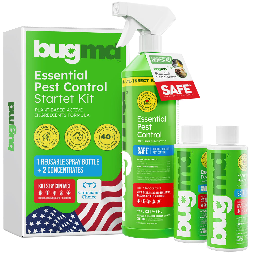 BugMD Bed Bug Spray 64 oz kit front view with bottles
