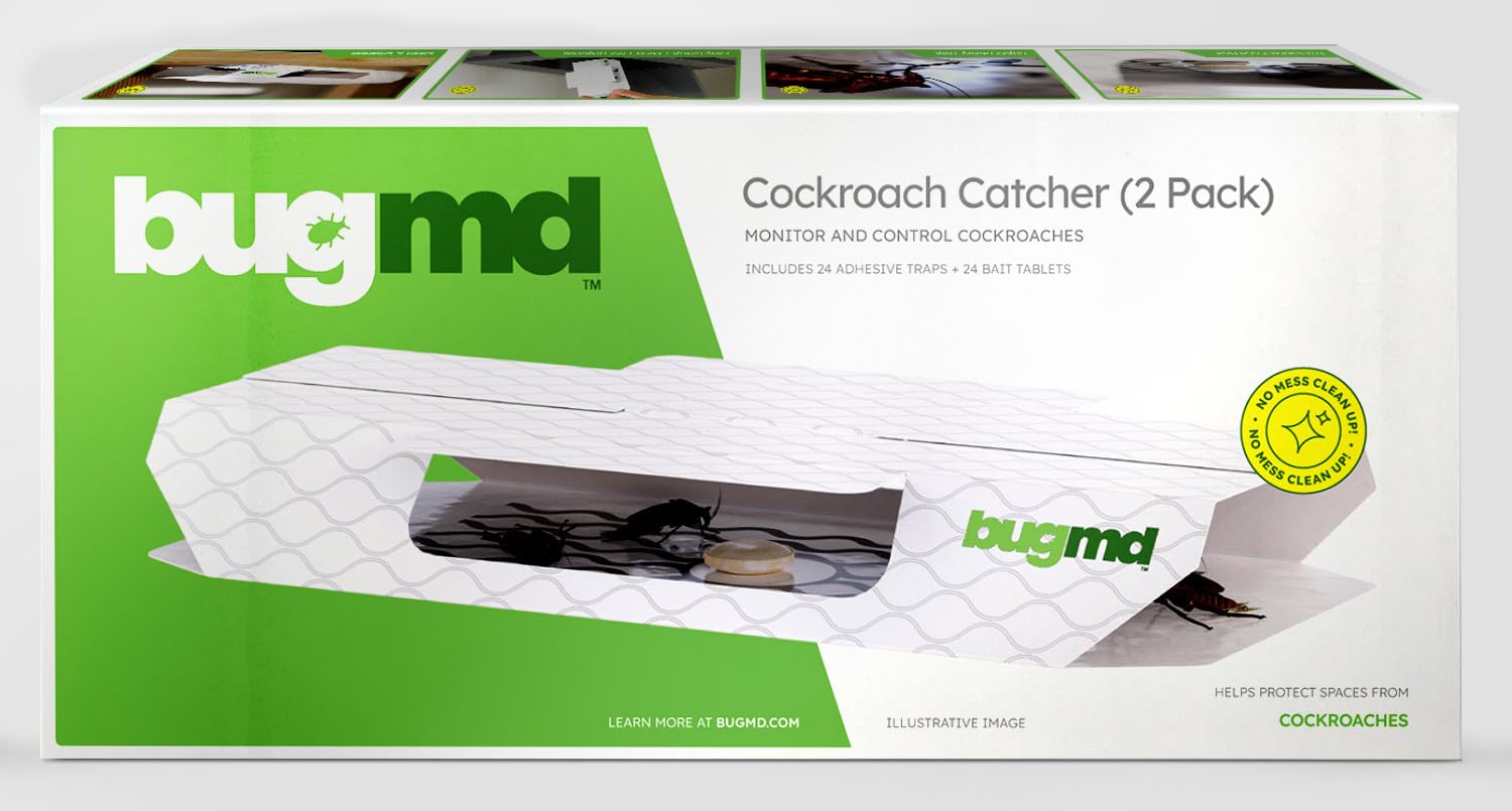 BugMD Cockroach Catcher traps displayed on a kitchen counter