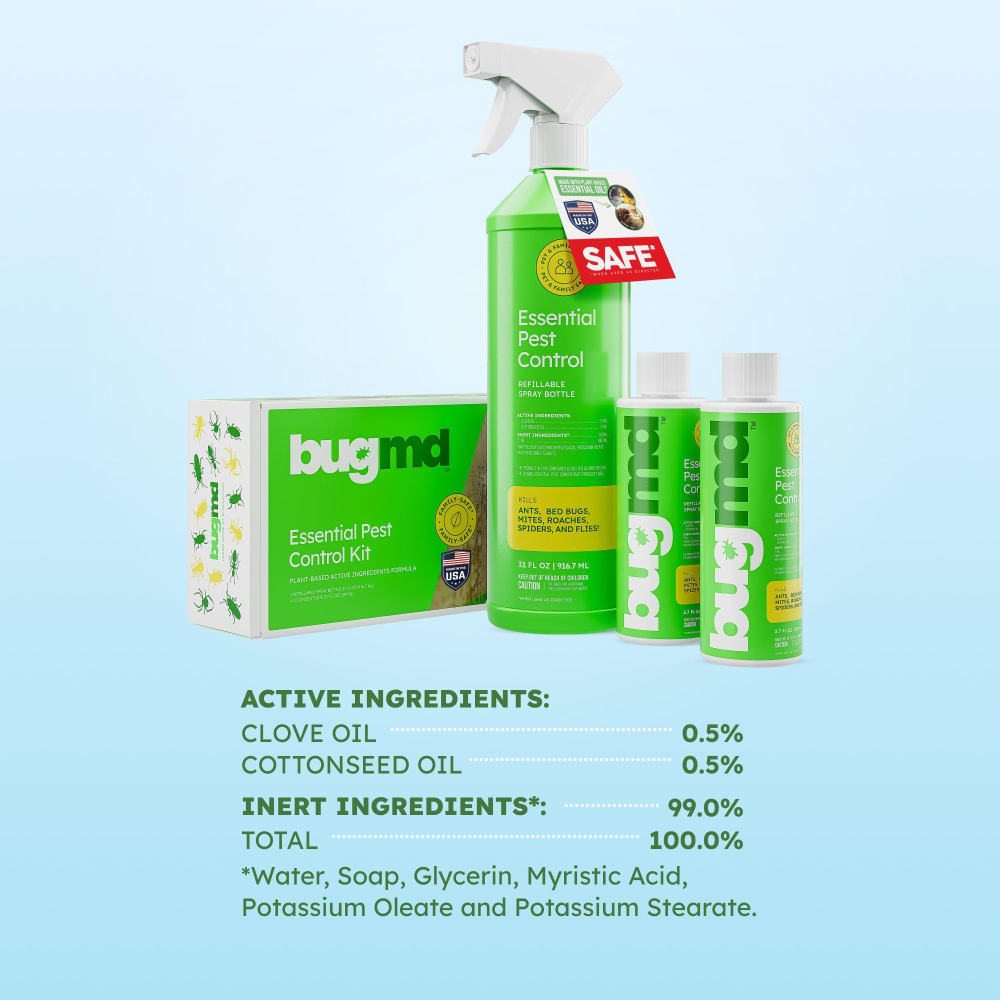 BugMD pest control spray being applied to a mattress