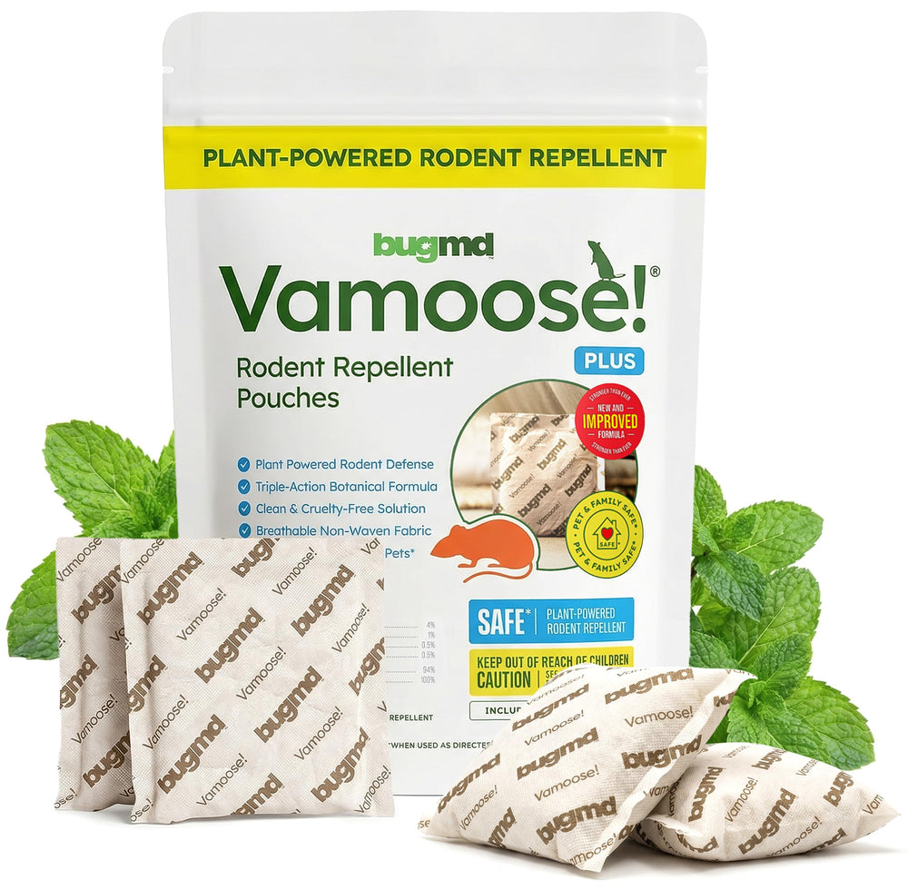 BugMD Vamoose! Peppermint Oil Mouse Repellent pouches front view