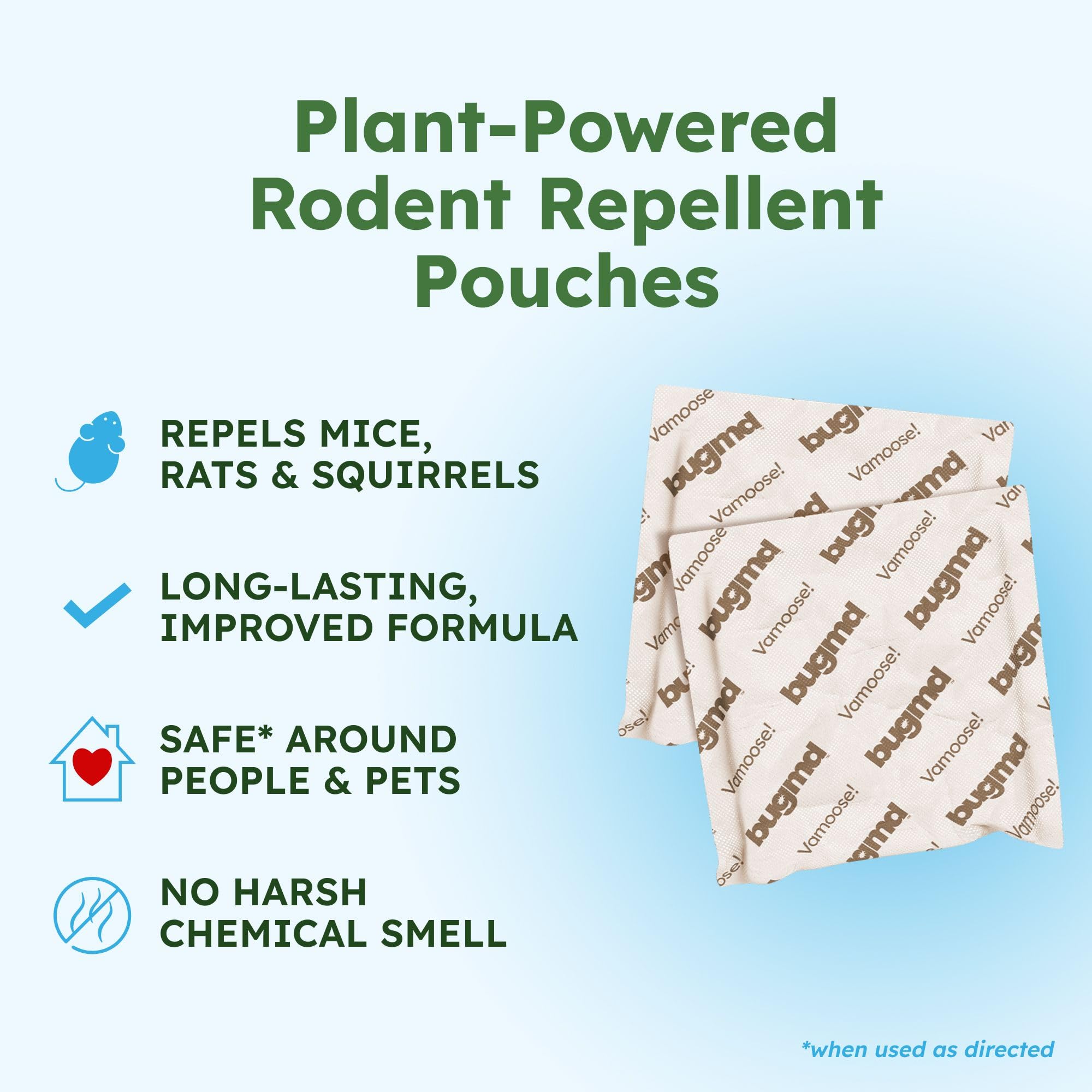 BugMD Vamoose! Peppermint Oil Mouse Repellent pouches in a car