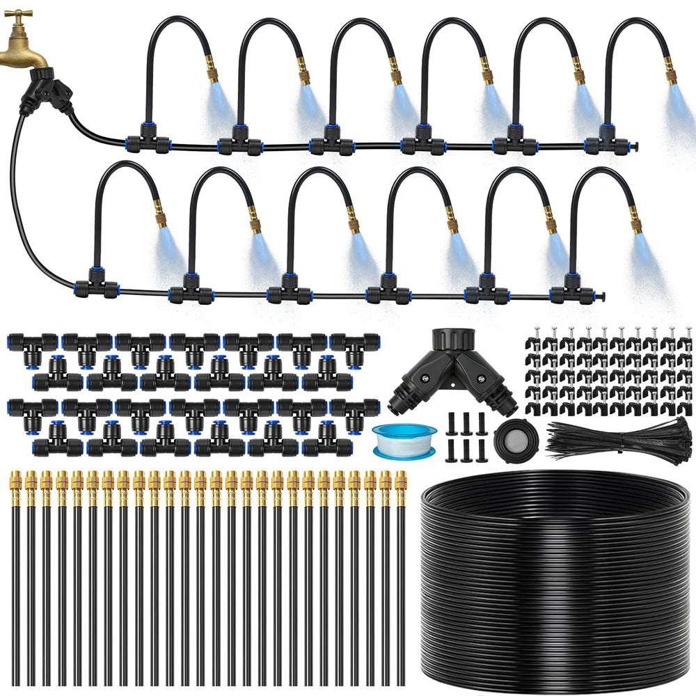 BUIGNDG 120FT Drip Irrigation System with tubing and nozzles