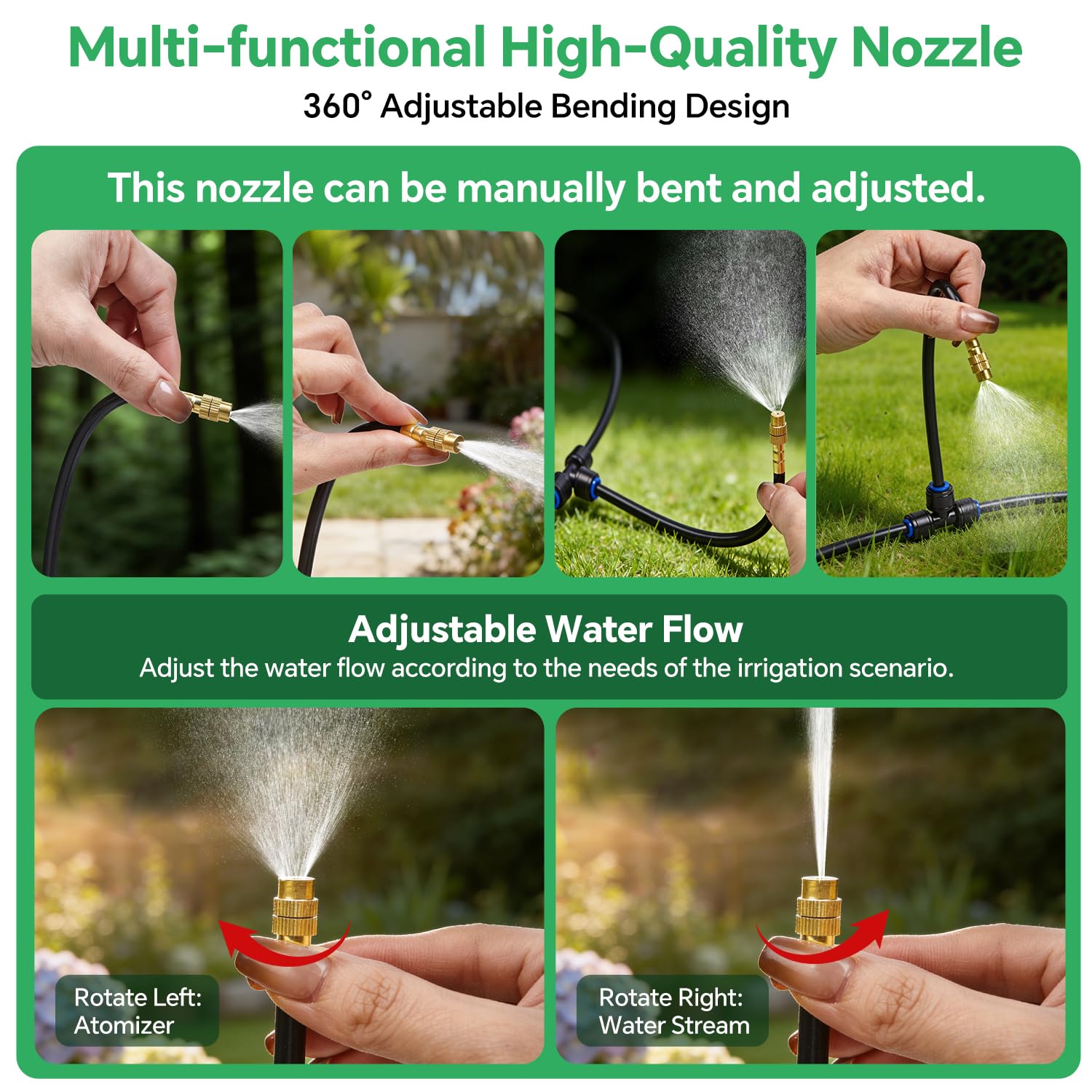 BUIGNDG irrigation system demonstrating misting mode in garden