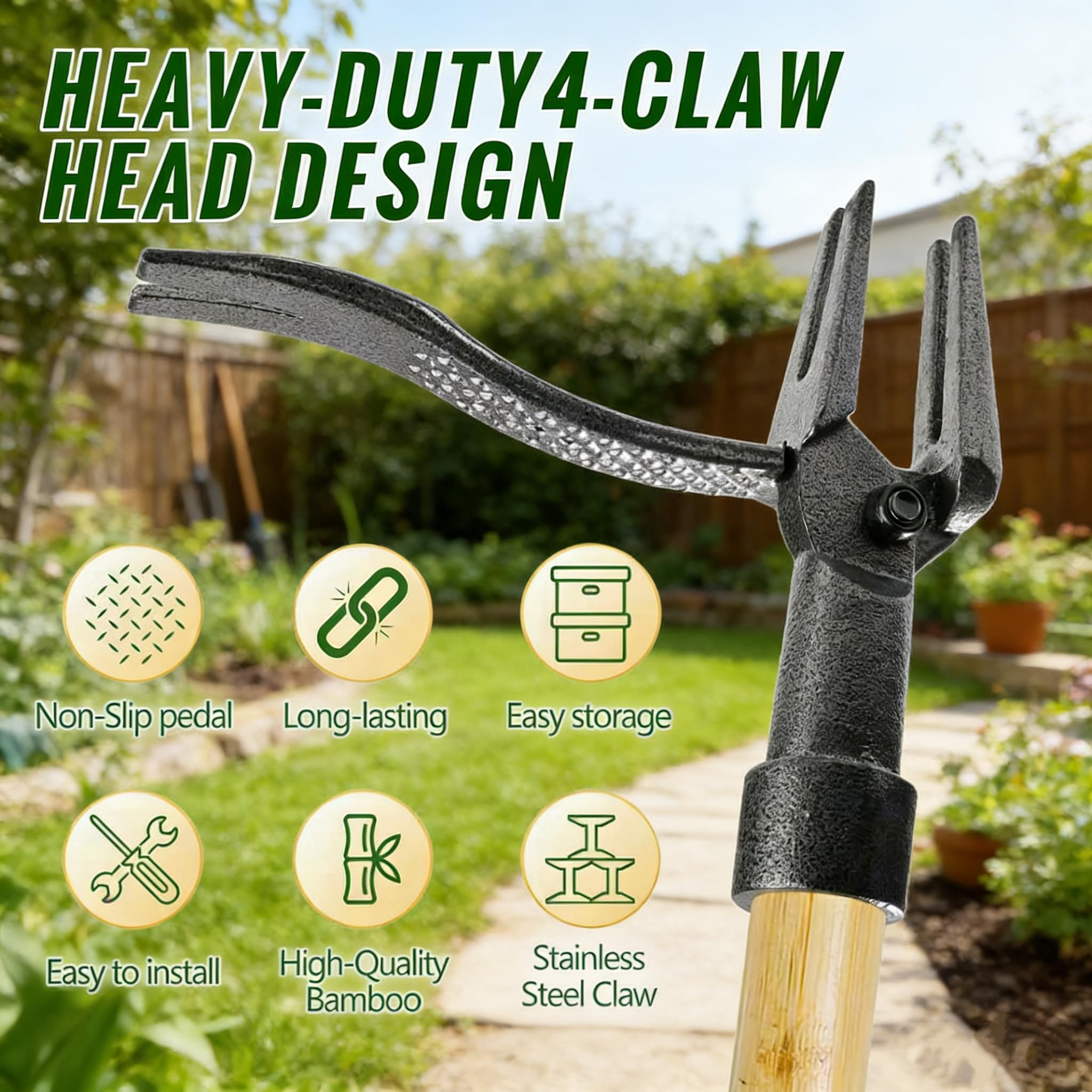 Built-in hanging holes on BellaJoyz Stand Up Weed Puller Tool