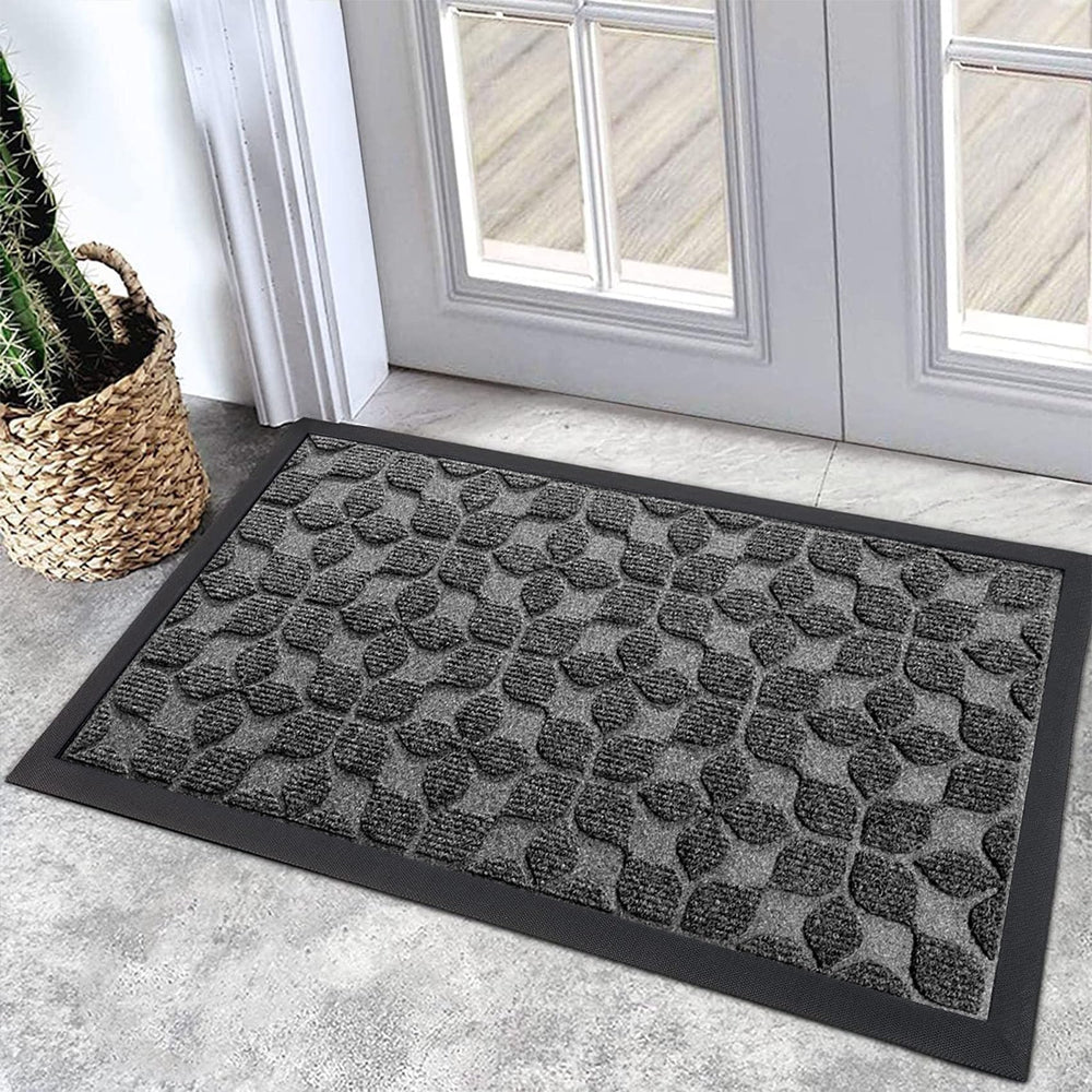 Bulijojo doormat 17"x30" geometric grey front view