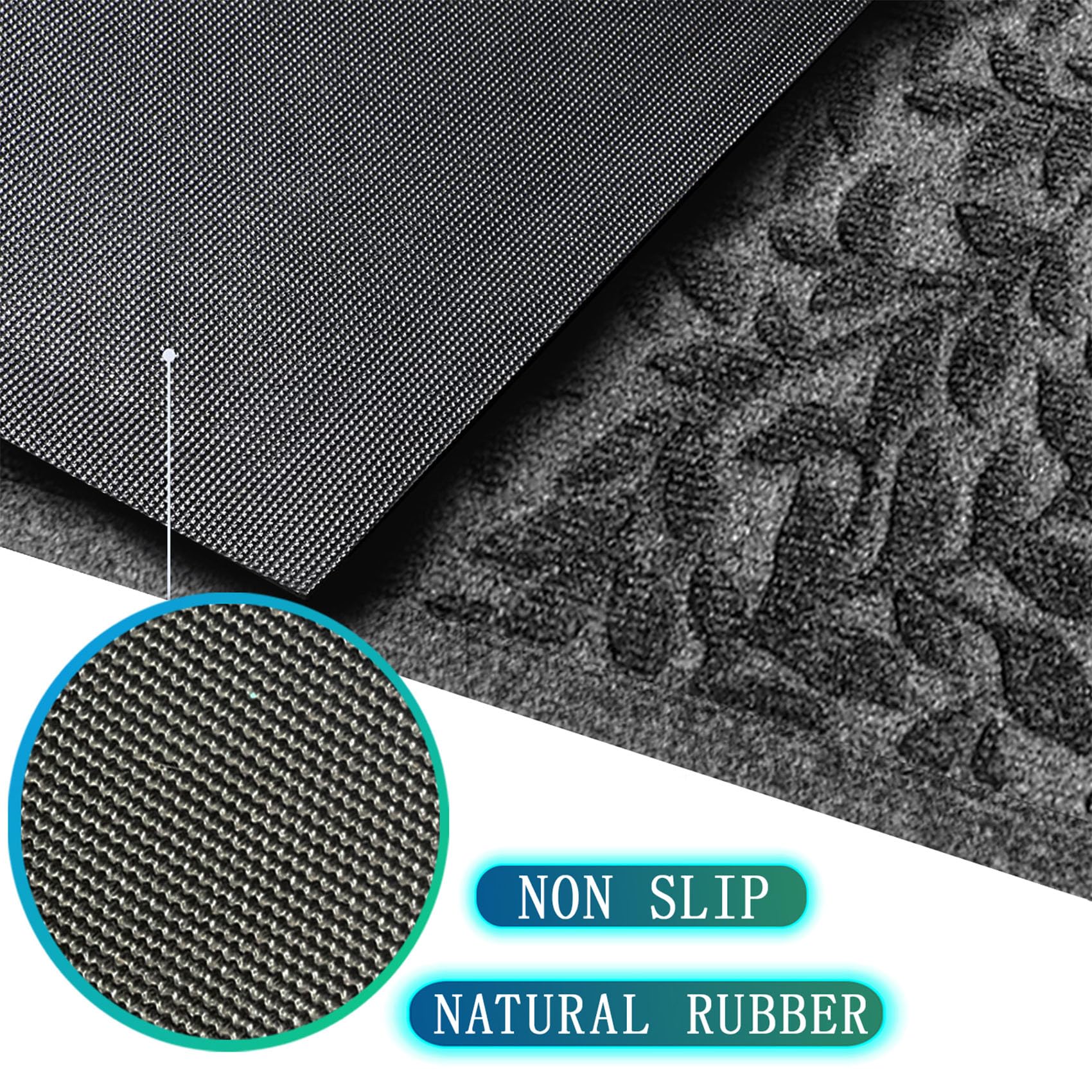 Bulijojo Doormat Leaves Grey with rubber backing