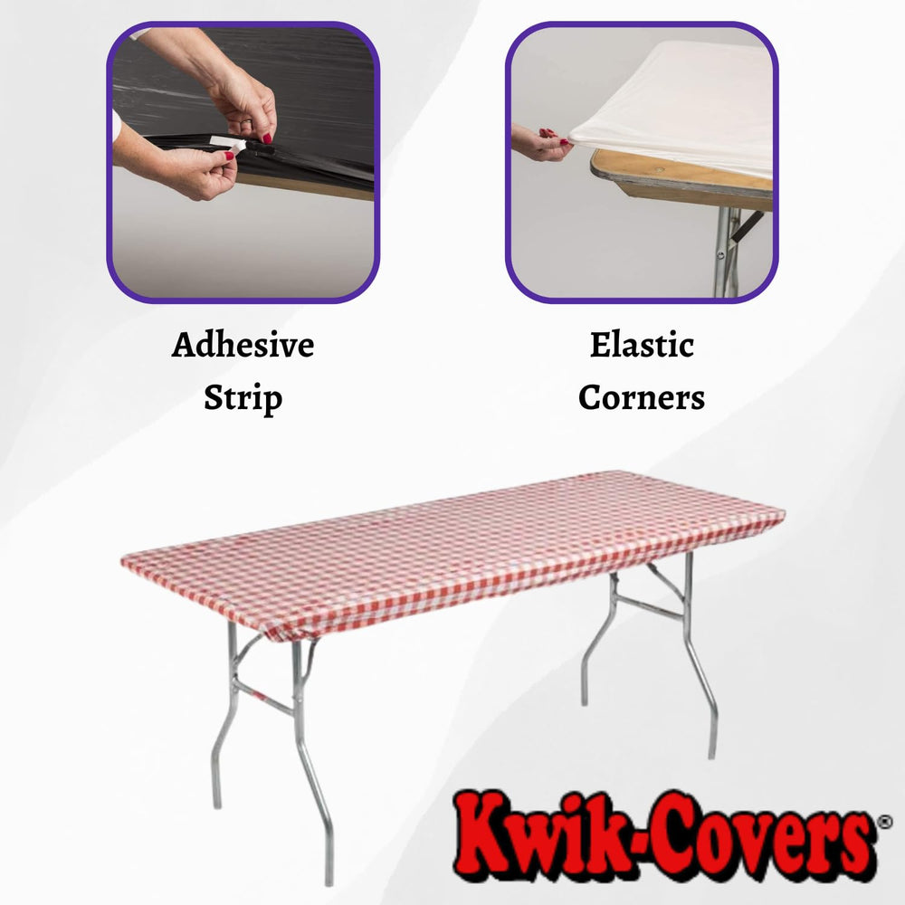 Bundled Kwik-Covers table covers in red gingham