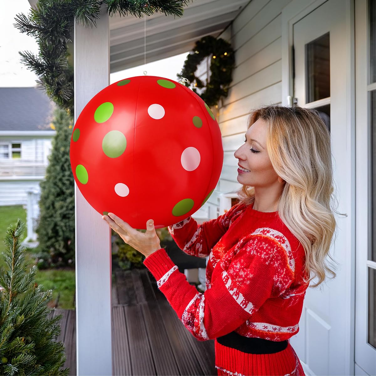 Bunny Chorus inflatable Christmas balls in storage