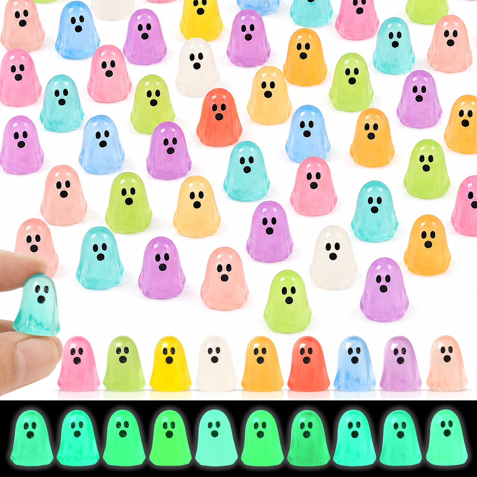 BuQiuRen Halloween mini ghost figures assorted colors