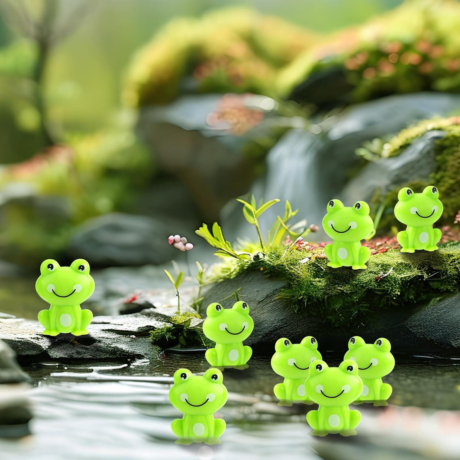 BuQiuRen mini frogs in a colorful party decoration