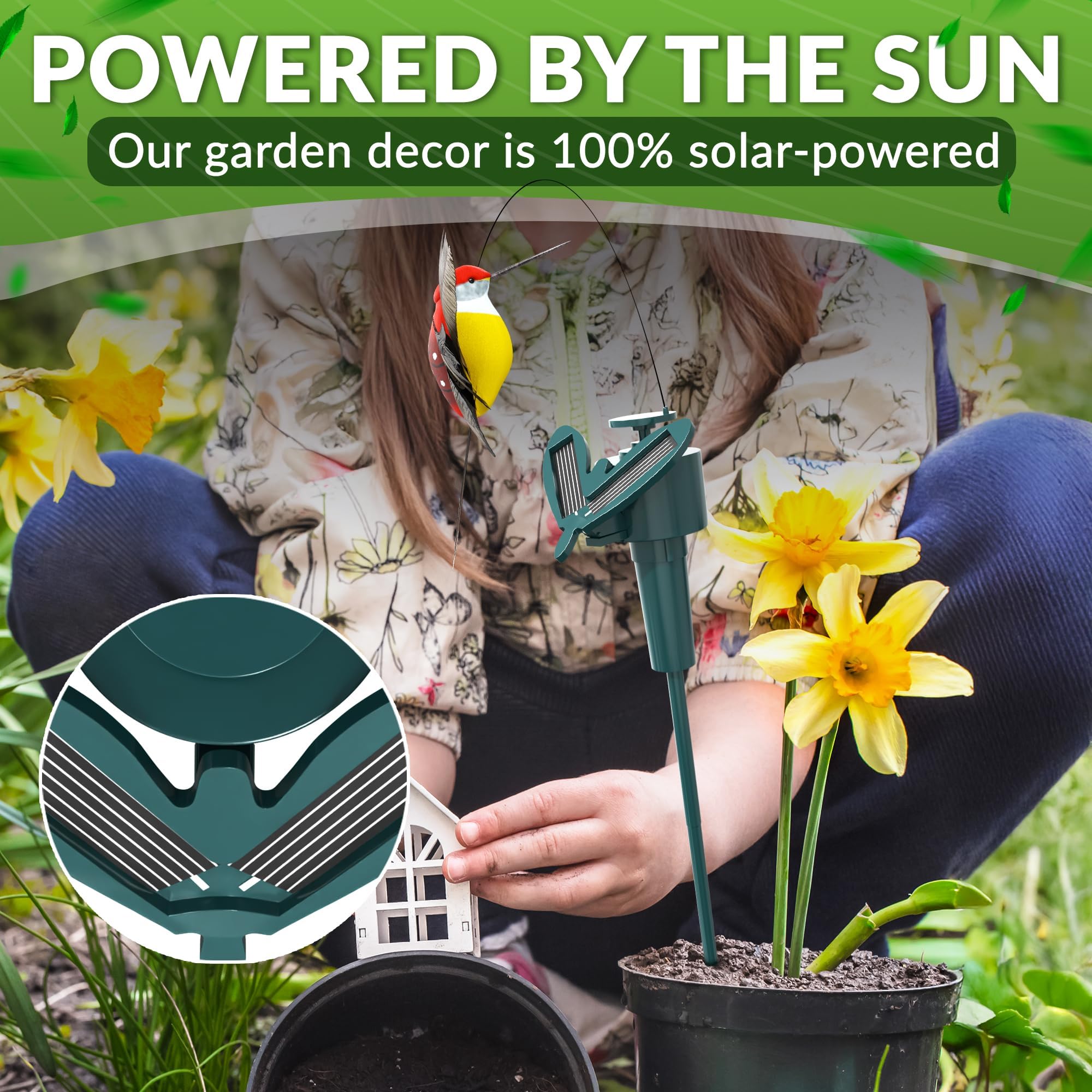 BURIUS Solar Hummingbird Garden Stakes pack of 3