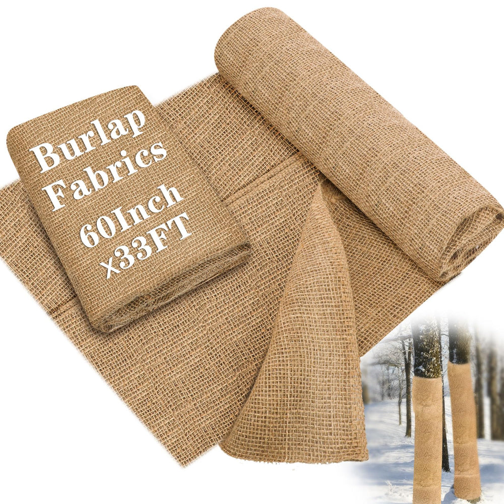 Burlap roll laid out on garden bed