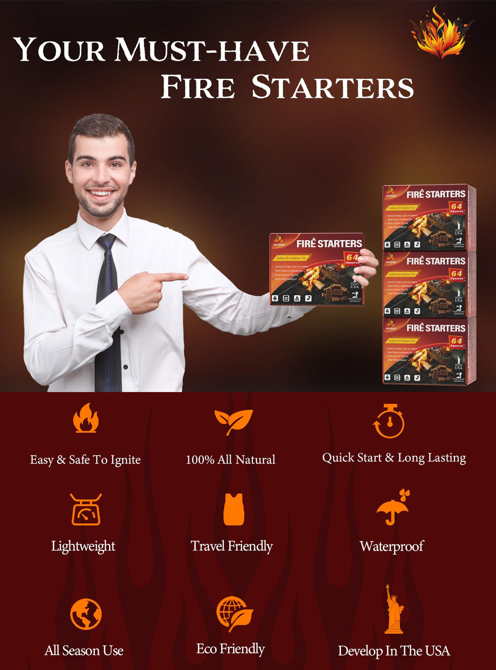 Burning Nvkrvks Fire Starter Square outdoor