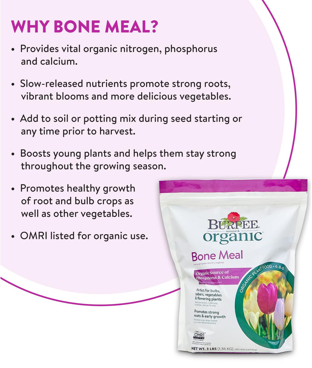 Burpee Bone Meal Fertilizer being added to potting soil