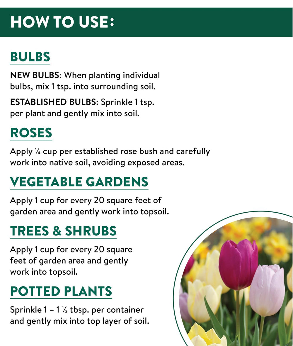 Burpee Bone Meal Fertilizer in garden setting with vegetables