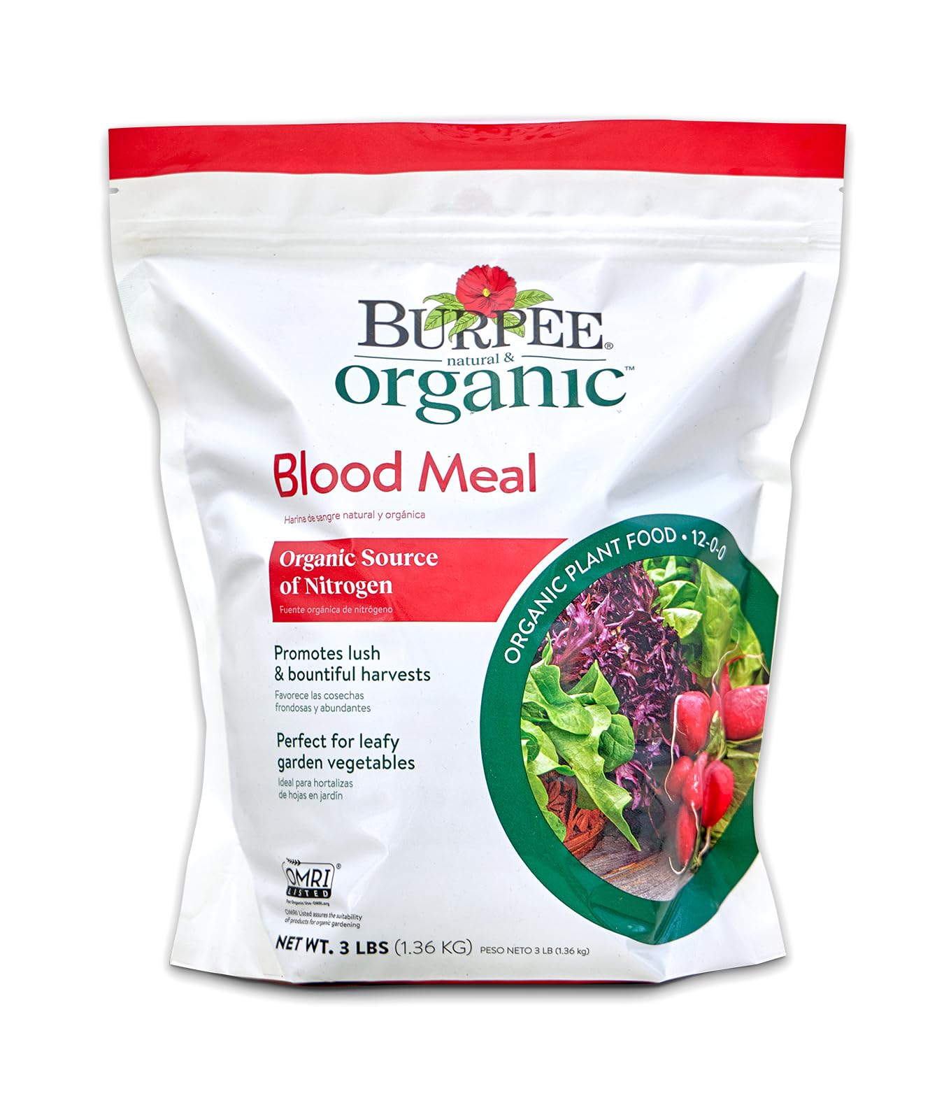 Burpee Organic Blood Meal Fertilizer 3 lb package front view