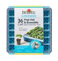 Burpee SuperSeed 36-Cell Seed Starting Tray front view, blue
