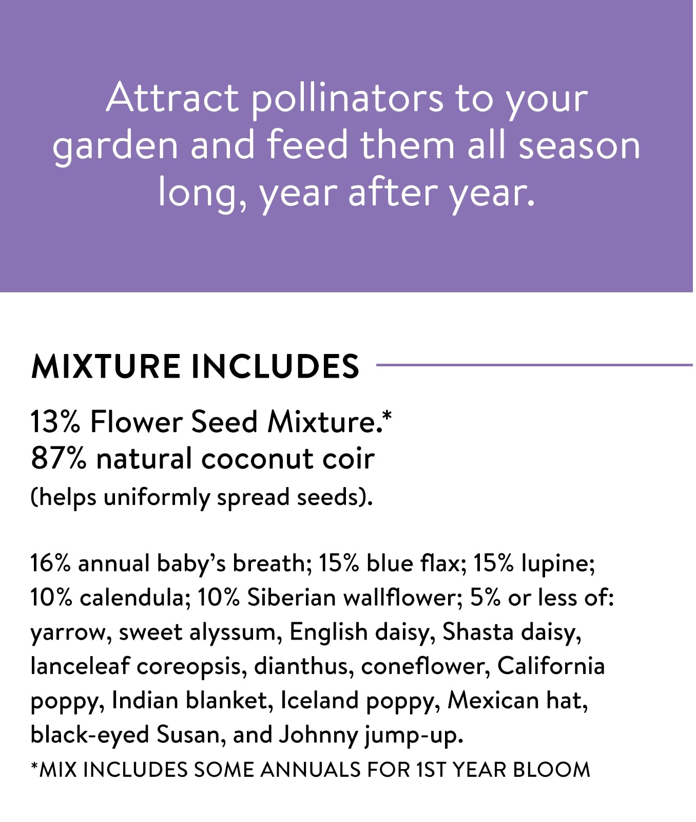Burpee Wildflower Seeds package dimensions and details