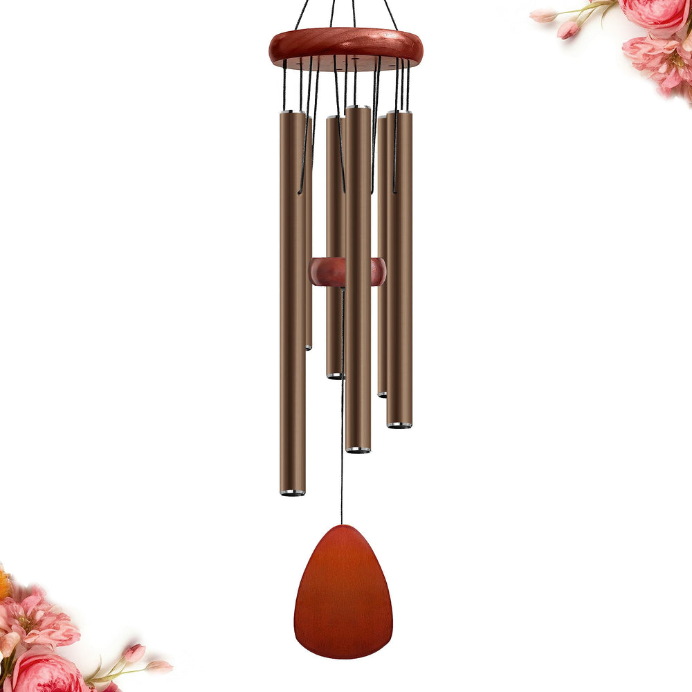 Bursvik 28-inch aluminum wind chimes in coffee color, front view