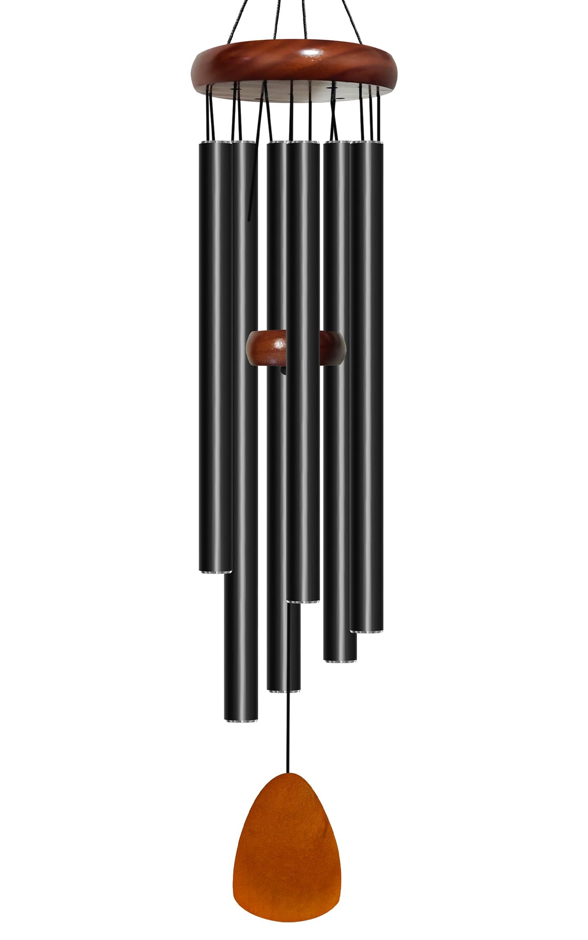 Bursvik 32-inch black aluminum wind chimes hanging in garden