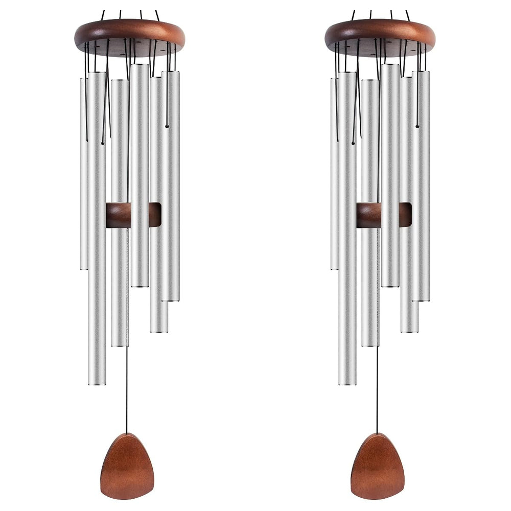 Bursvik 37-inch aluminum wind chimes in silver, front view