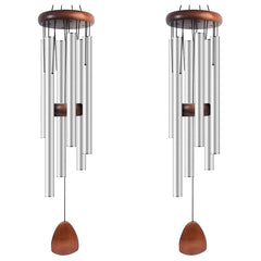Bursvik 37-inch aluminum wind chimes in silver, front view