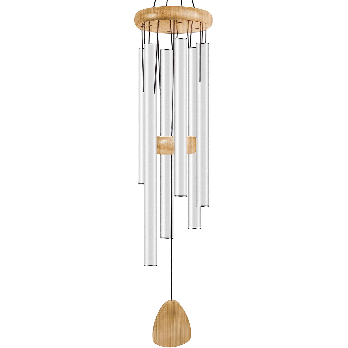 Bursvik 37-inch aluminum wind chimes in white, front view